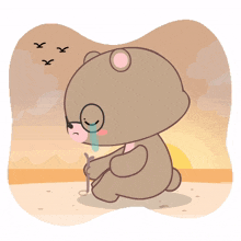 baby brown bear sad crying
