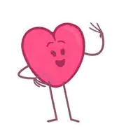 a cartoon heart with arms and legs waving