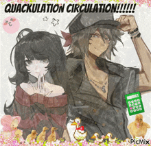 a picture of a boy and a girl with quackulation circulation written on the bottom