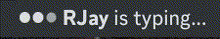 a black background with white text that says r jay is typing
