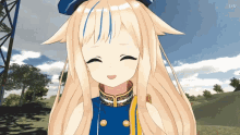 a girl with blonde hair and a blue hat is smiling in a video game with a score of 3,140