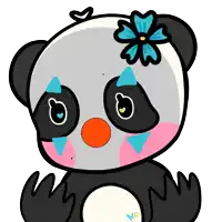 a cartoon of a panda bear with a flower on its head