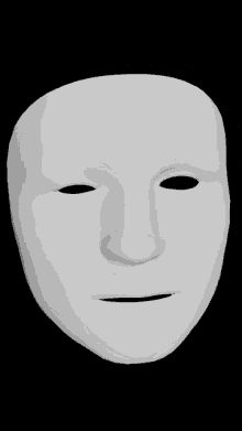 a 3d model of a white mask on a black background