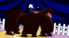 a couple of bears are standing next to each other in a cartoon scene