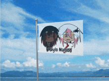 a flag that says raylo nation is flying in front of a blue sky