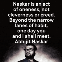 a man with glasses and a quote about naskar