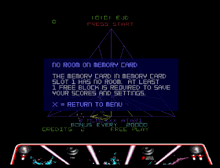 a computer screen displays a message about no room on memory card