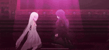 a couple of anime girls standing next to each other