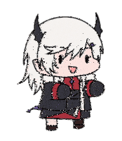 a drawing of a girl with horns and a jacket that says ' a ' on it