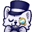 a pixel art drawing of a cat wearing a top hat and a bow tie .