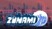 a futuristic city with the word zunami in the foreground