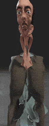 a cartoon of a man in a suit with a very long neck