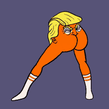 a cartoon drawing of donald trump 's butt wearing white striped socks