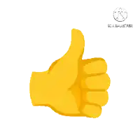 a yellow hand giving a thumbs up on a white background with the letters k and b below it