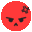a red smiley face with a star on it .
