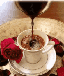 Coffee Red Rose GIF - Coffee Red Rose Good Morning Love GIFs