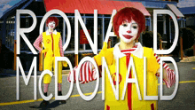 a picture of ronald mcdonald in front of a mcdonalds