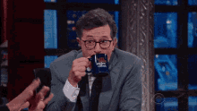 Stephen Colbert The Late Show GIF - Stephen Colbert The Late Show Sip GIFs