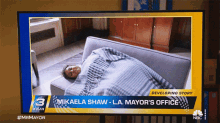 headline mikaela shaw mr mayor on the news sleeping