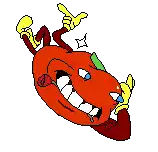 a pixel art drawing of a cartoon character laying on its back .
