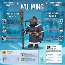 a poster of a character named wu ming