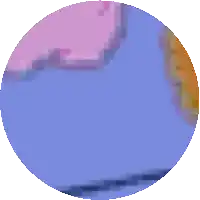 a blue circle with a slice of bread in the middle