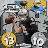 a cartoon drawing of a football player with the words " this is not done " above him