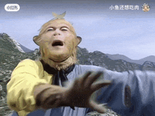 a picture of a monkey with chinese writing on the bottom right