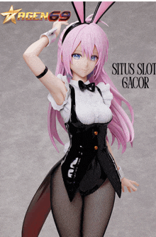 a statue of a girl in a bunny costume with the words " situs slot gacor " on the bottom