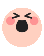 a pixel art of a baby 's face with its eyes closed and a black nose .