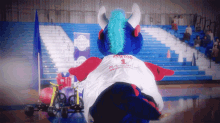 a mascot with the name newton on the back