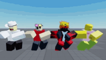 a group of roblox characters are dancing together in a row