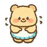 a pixel art illustration of a teddy bear holding a pillow and smiling .