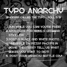 a poster that says typo anarchy on it