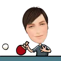 a cartoon of a woman holding a ping pong paddle and a ball