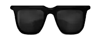 a pair of black sunglasses with a white stripe on the lenses