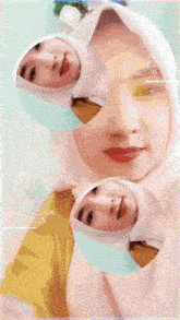 a woman wearing a white hijab is surrounded by circles and the name nicia is on the bottom right