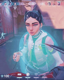 a screenshot of a video game with the number 100 on the bottom right