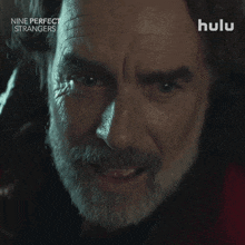 an advertisement for nine perfect strangers shows a man with a beard