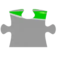 a puzzle piece with a green stripe on the bottom