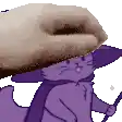 a purple cat is holding a wand and wearing a hat .