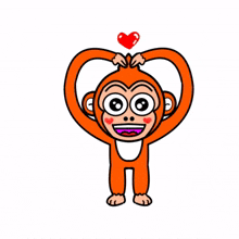 monkey animal love heart smile