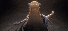 a shadow of a person is cast across a dark background