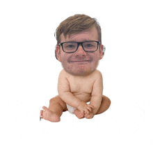 a baby with a man 's face on it and glasses