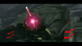 a computer generated image of a robot shooting a red light