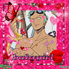 a pink background with a picture of a man and the word babygirl