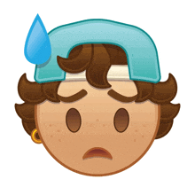 a cartoon of a person with a blue hat on