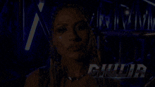 a woman with the name giulia on the bottom of her face