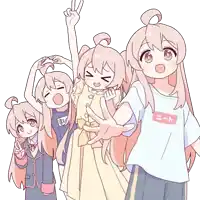 a drawing of three anime girls with one wearing a shirt that says ' n-t ' on it
