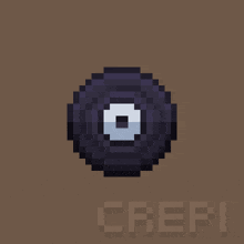 a pixel art drawing of a cd with the word crepi below it